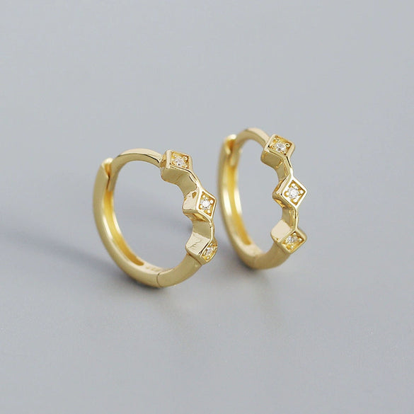Wholesale Retro Earrings S925 Silver Geometric Electroplated