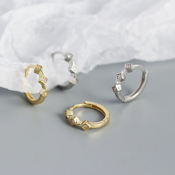 Wholesale Retro Earrings S925 Silver Geometric Electroplated