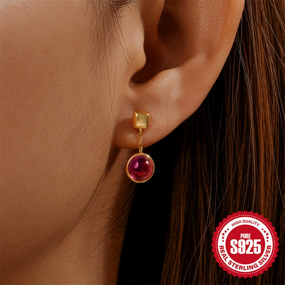 Wholesale Retro Elegant Geometric Round Love Tassel S925 Sterling Silver Earrings With Electroplating