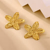Wholesale Retro Elegant Highend Women's Gold Plated Stainless Steel Heart Sun Flower Geometric Round Earrings