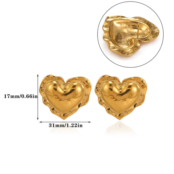 Wholesale Retro Elegant Highend Women's Gold Plated Stainless Steel Heart Sun Flower Geometric Round Earrings