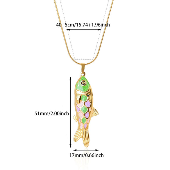 Wholesale Retro Elegant Ocean Style Pearl Shell Koi Conch Pendant Necklace For Women With Gold Plated Titanium Steel And O Word Chain Featuring Animal Zodiac Patterns