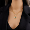 Wholesale Retro Elegant Square Pendant Double Layer Chain Necklace For Women Titanium Steel Geometric Pattern Electroplated