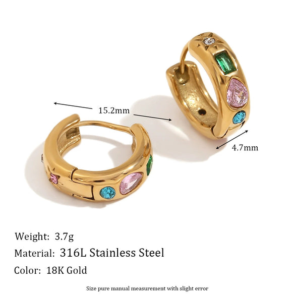 Wholesale Retro Elegant Women's Stainless Steel 18K Gold Plated Geometric Micro Inlaid Water Drop Zircon Earrings
