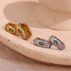 Wholesale Retro Elegant Women's Stainless Steel 18K Gold Plated Geometric Micro Inlaid Water Drop Zircon Earrings