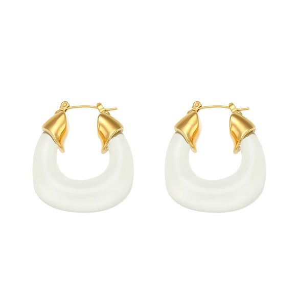 Wholesale Retro Elegant Women's U Shaped Exaggerated Acrylic Color Transparent Earrings Stainless Steel Gold Plated