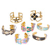 Wholesale Retro Enamel Stainless Steel Bracelet With Devil's Eye Flower Geometric Design And 18K Furnace Vacuum Plating