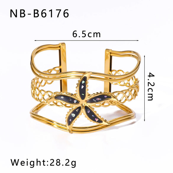 Wholesale Retro Enamel Stainless Steel Bracelet With Devil's Eye Flower Geometric Design And 18K Furnace Vacuum Plating