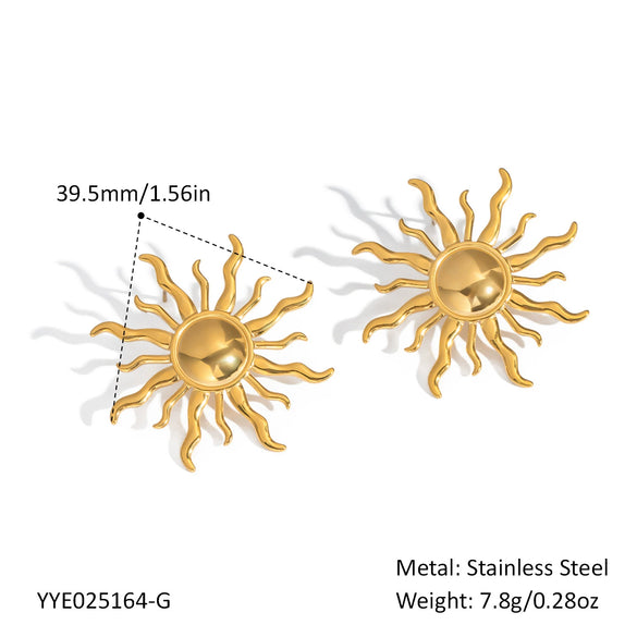 Wholesale Retro Exaggerated Geometric Titanium Steel Earrings With Pvd Vacuum Real Gold Electroplating