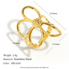 Wholesale Retro Exaggerated Niche Flower Open Ring For Women Stainless Steel 18K Gold Plated