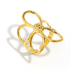 Wholesale Retro Exaggerated Niche Flower Open Ring For Women Stainless Steel 18K Gold Plated