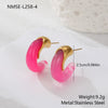Wholesale Retro Exquisite Geometric Cshaped Electroplated Resin And Stainless Steel Earrings For Women