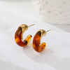 Wholesale Retro Exquisite Geometric Cshaped Electroplated Resin And Stainless Steel Earrings For Women