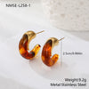 Wholesale Retro Exquisite Geometric Cshaped Electroplated Resin And Stainless Steel Earrings For Women