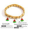 Wholesale Retro Fashion Elegant Unisex Fruit Pattern Square Strawberry Oil Drop Pendant Stainless Steel Electroplated Bracelet