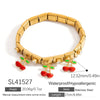 Wholesale Retro Fashion Elegant Unisex Fruit Pattern Square Strawberry Oil Drop Pendant Stainless Steel Electroplated Bracelet