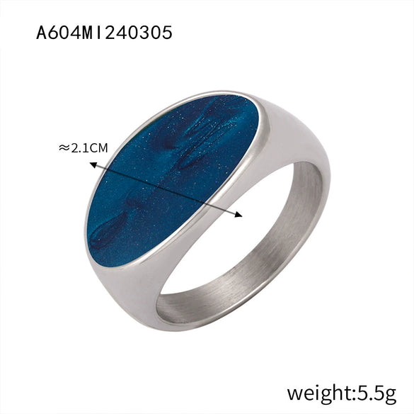 Wholesale Retro Fashion Geometric 316L Stainless Steel Goldplated Dripping Oil Ring For Women