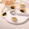 Wholesale Retro Fashion Geometric 316L Stainless Steel Goldplated Dripping Oil Ring For Women