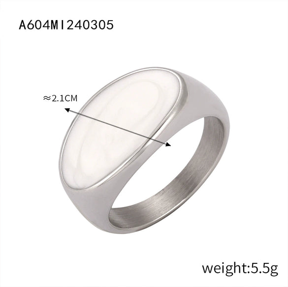 Wholesale Retro Fashion Geometric 316L Stainless Steel Goldplated Dripping Oil Ring For Women