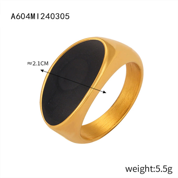 Wholesale Retro Fashion Geometric 316L Stainless Steel Goldplated Dripping Oil Ring For Women