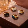 Wholesale Retro Fashion Geometric 316L Stainless Steel Goldplated Dripping Oil Ring For Women