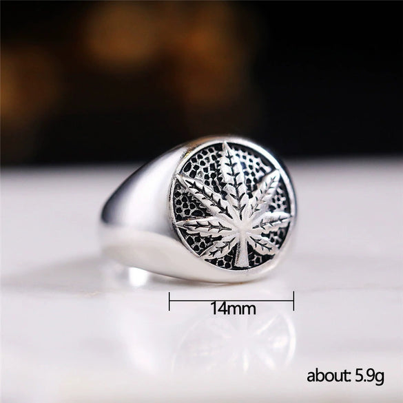 Wholesale Retro Fashion Leafshaped Copper Ring With Electroplating For Men And Women