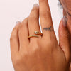 Wholesale Retro Fashion Open Snake Ring In Stainless Steel With Gold Plated Electroplating And White Diamond Eye Plaid Geometric Design For Women
