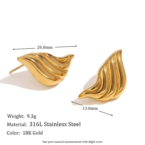 Wholesale Retro Fashion Stainless Steel 18K Gold Plated Casting Geometric Drop Earrings For Women