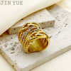 Wholesale Retro Fashion Stainless Steel Zircon Ring With Cross Winding Twist Design And Electroplating Treatment