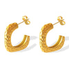 Wholesale Retro Fashion 316L Stainless Steel Cshaped Embellished Women's Earrings