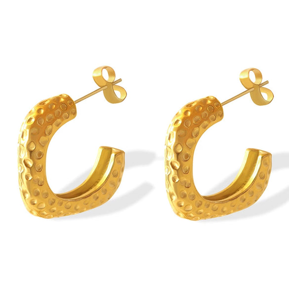 Wholesale Retro Fashion 316L Stainless Steel Cshaped Embellished Women's Earrings