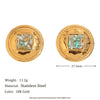 Wholesale Retro Fashionable Geometric Round Gravel Earrings For Women Stainless Steel 18K Gold Plated