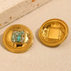 Wholesale Retro Fashionable Geometric Round Gravel Earrings For Women Stainless Steel 18K Gold Plated