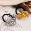 Wholesale Retro Fashionable Women's Hair Accessories Stainless Steel 18K Gold Plated Three Flower Hair Rope