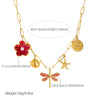 Wholesale Retro Floral Goldplated Stainless Steel Dragonfly Starfish And Butterfly Insect Pendant Jewelry Set For Women