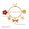 Wholesale Retro Floral Goldplated Stainless Steel Dragonfly Starfish And Butterfly Insect Pendant Jewelry Set For Women