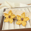 Wholesale Retro Flower Design 316L Stainless Steel Earrings Plated With Gold