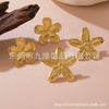 Wholesale Retro Fresh Sweet Flower Leaf Titanium Steel Earrings For Women With Stamping Design