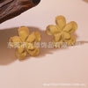 Wholesale Retro Fresh Sweet Flower Leaf Titanium Steel Earrings For Women With Stamping Design