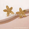 Wholesale Retro Fresh Sweet Flower Leaf Titanium Steel Earrings For Women With Stamping Design