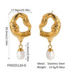 Wholesale Retro Freshwater Pearl Pendant Earrings For Women Light Luxury Hollow Distinctive Stainless Steel Pvd Furnace Vacuum Real Gold Plated