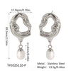 Wholesale Retro Freshwater Pearl Pendant Earrings For Women Light Luxury Hollow Distinctive Stainless Steel Pvd Furnace Vacuum Real Gold Plated