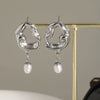 Wholesale Retro Freshwater Pearl Pendant Earrings For Women Light Luxury Hollow Distinctive Stainless Steel Pvd Furnace Vacuum Real Gold Plated