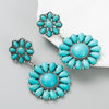Wholesale Retro Geometric Alloy Inlaid Turquoise Women's Earrings