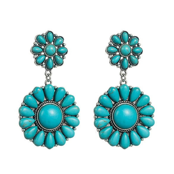 Wholesale Retro Geometric Alloy Inlaid Turquoise Women's Earrings