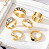Wholesale Retro Geometric Alloy Ring Set With Precious Stones