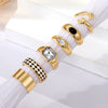 Wholesale Retro Geometric Alloy Ring Set With Precious Stones