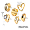 Wholesale Retro Geometric Alloy Ring Set With Precious Stones
