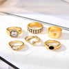 Wholesale Retro Geometric Alloy Ring Set With Precious Stones