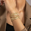Wholesale Retro Geometric Alloy Woven Mesh Adjustable Wide Face Bracelet With Electroplating Treatment For Women And Unisex